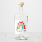 Frohe Weihnachts-Festival Regenbogen Candy Cane He Alkoholflaschenetikett (Vorderseite)