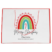 Frohe Weihnachts-Festival Regenbogen Candy Cane He Große Geschenktüte (Vorderseite)