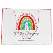 Frohe Weihnachts-Festival Regenbogen Candy Cane He Große Geschenktüte (Rückseite)