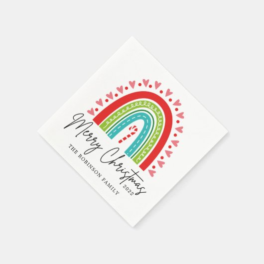 Frohe Weihnachts-Festival Regenbogen Candy Cane He Serviette (Ecke)