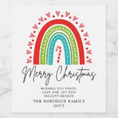 Frohe Weihnachts-Festival Regenbogen Candy Cane He Weinetikett (Einzelnes Label)