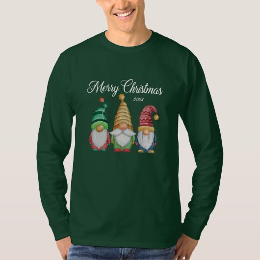 Frohe Weihnachts-Festivals Gnomes Green Long Sleev T-Shirt (Vorderseite)