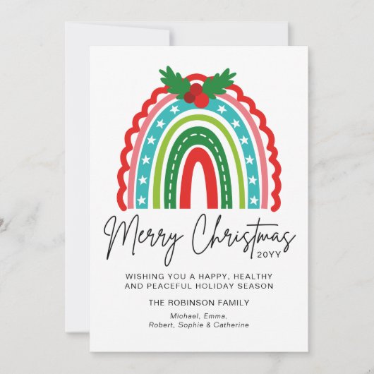Frohe Weihnachts festliche Rainbow Holly Modern (Vorderseite)