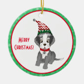 Frohe Weihnachts festliche Schnauzer Welpe Keramik Ornament (Vorne)