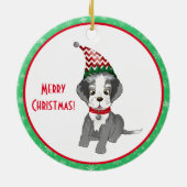 Frohe Weihnachts festliche Schnauzer Welpe Keramik Ornament (Hinten)