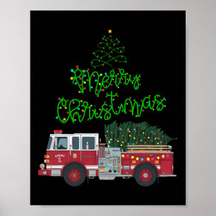 Frohe Weihnachts-Feuerwagen Xmas Tree Lights Boys Poster