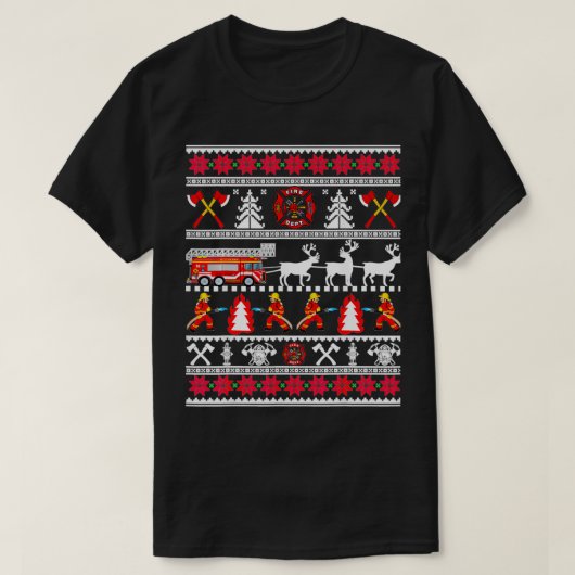 Frohe Weihnachts-Feuerwehrmann Feuerwehrmann Feuer T-Shirt (Design vorne)