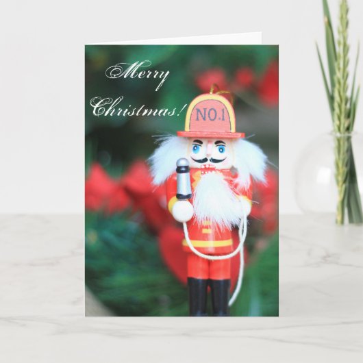 Frohe Weihnachts Fireman Nutcracker-Karte Feiertagskarte (Vorderseite)