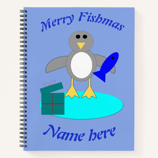 Frohe Weihnachts Fishing Pinguin Custom Notebook Notizbuch (Vorderseite)