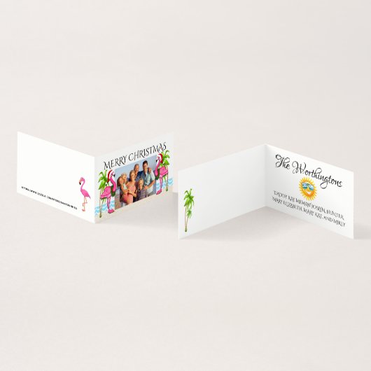 Frohe Weihnachts Flamingo Family Foto (Innenseite und Außenseite)