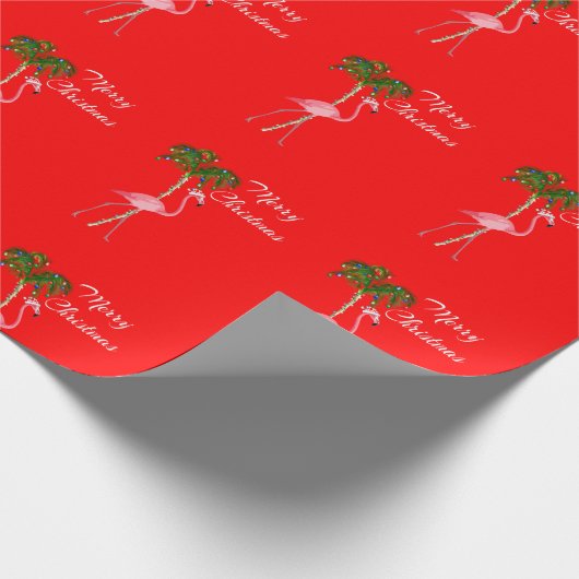 Frohe Weihnachts-Flamingo Geschenkpapier (Ecke)