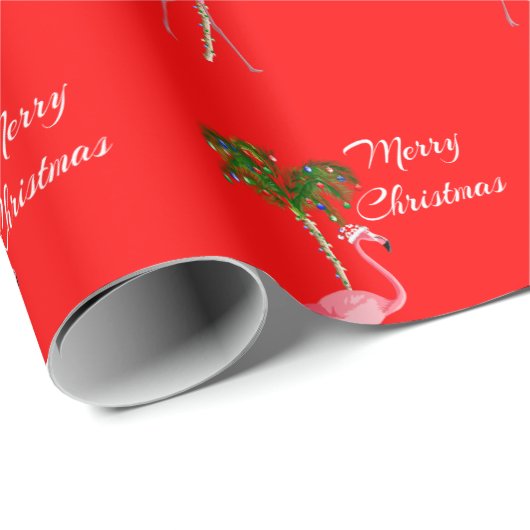 Frohe Weihnachts-Flamingo Geschenkpapier (Rolleneckpunkt)