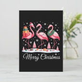Frohe Weihnachts Flamingo Light Weihnachtsmannmütz Feiertagskarte (Stehend Vorderseite)