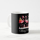 Frohe Weihnachts Flamingo Light Weihnachtsmannmütz Kaffeetasse (Vorderseite Links)