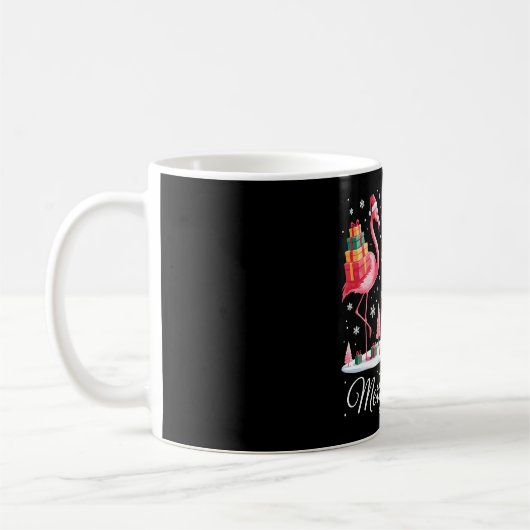 Frohe Weihnachts Flamingo Light Weihnachtsmannmütz Kaffeetasse (Links)