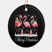 Frohe Weihnachts Flamingo Light Weihnachtsmannmütz Keramik Ornament (Links)