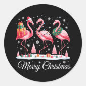 Frohe Weihnachts Flamingo Light Weihnachtsmannmütz Runder Aufkleber (Vorderseite)