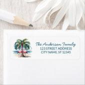 Frohe Weihnachts Flamingo Palm Tree Rücksendeadres (Insitu)