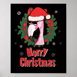 Frohe Weihnachts Flamingo Weihnachtsmannmütze Sonn Poster