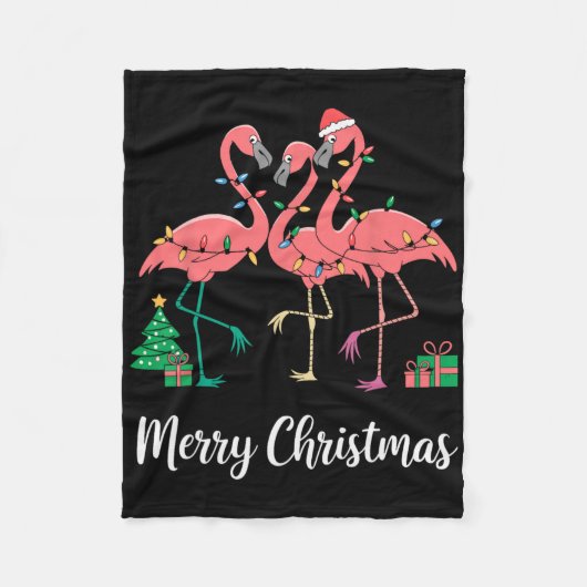 Frohe Weihnachts Flamingo Weihnachtsmannmütze Xmas Fleecedecke (Vorderseite)