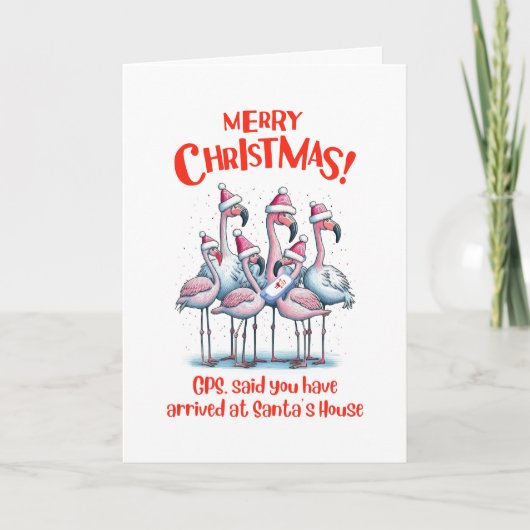 Frohe Weihnachts Flamingos Besuch Santa Programm (Vorderseite)