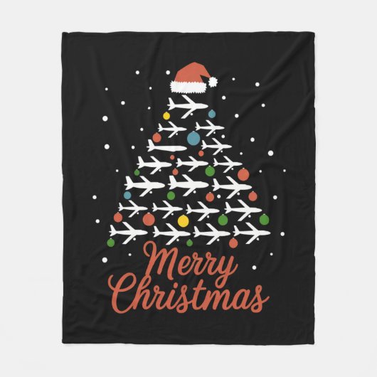 Frohe Weihnachts-Flugzeug Tree Urlaub Fleecedecke (Vorderseite)