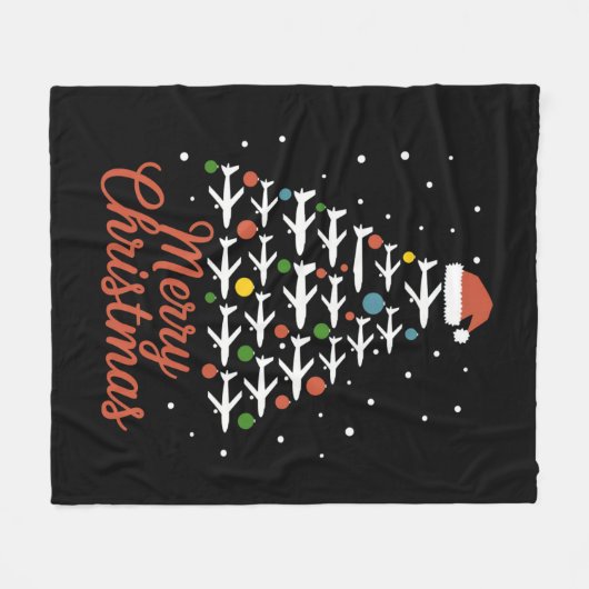 Frohe Weihnachts-Flugzeug Tree Urlaub Fleecedecke (Vorderseite (Horizontal))