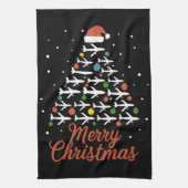 Frohe Weihnachts-Flugzeug Tree Urlaub Geschirrtuch (Vertikal)