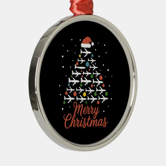 Frohe Weihnachts-Flugzeug Tree Urlaub Ornament Aus Metall (Rechts)