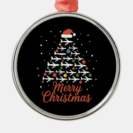Frohe Weihnachts-Flugzeug Tree Urlaub Ornament Aus Metall (Vorne)