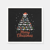 Frohe Weihnachts-Flugzeug Tree Urlaub Serviette (Vorderseite)