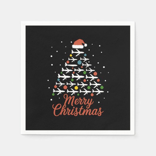 Frohe Weihnachts-Flugzeug Tree Urlaub Serviette (Vorderseite)