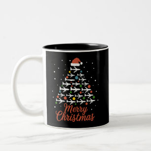 Frohe Weihnachts-Flugzeug Tree Urlaub Zweifarbige Tasse