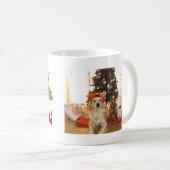 Frohe Weihnachts-Flying Rentier-Foto-Skript Kaffeetasse (VorderseiteRechts)