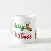 Frohe Weihnachts-Flying Rentier-Foto-Skript Kaffeetasse (Vorderseite Links)