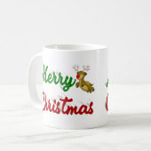 Frohe Weihnachts-Flying Rentier-Halbskript Kaffeetasse (Vorderseite Links)
