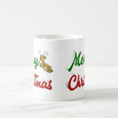 Frohe Weihnachts-Flying Rentier-Halbskript Kaffeetasse (Mittel)