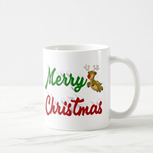 Frohe Weihnachts-Flying Rentier-Halbskript Kaffeetasse (Rechts)