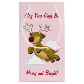 Frohe Weihnachts-Flying Rentier Niedlich Kleine Geschenktüte (Rückseite)