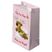 Frohe Weihnachts-Flying Rentier Niedlich Kleine Geschenktüte (Rückseite Schrägansicht)