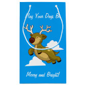 Frohe Weihnachts-Flying Rentier Niedlich Kleine Geschenktüte (Rückseite)