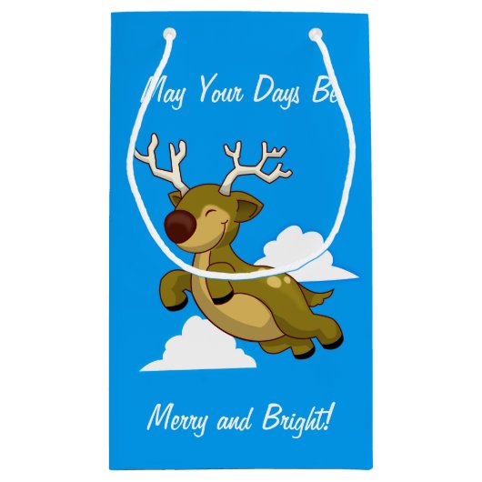 Frohe Weihnachts-Flying Rentier Niedlich Kleine Geschenktüte (Rückseite)