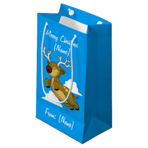 Frohe Weihnachts-Flying Rentier Niedlich Kleine Geschenktüte