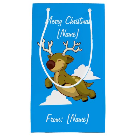 Frohe Weihnachts-Flying Rentier Niedlich Kleine Geschenktüte (Vorderseite)