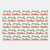 Frohe Weihnachts-Flying Rentier Rot-Grün-Skript Geschenkpapier Set (Vorderseite 3)