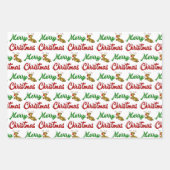 Frohe Weihnachts-Flying Rentier Rot-Grün-Skript Geschenkpapier Set (Vorderseite)