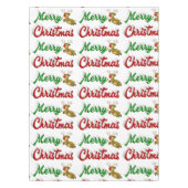 Frohe Weihnachts-Flying Rentier Rot-Grün-Skript Tischdecke (Vorderseite)