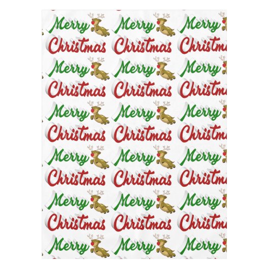 Frohe Weihnachts-Flying Rentier Rot-Grün-Skript Tischdecke (Vorderseite)