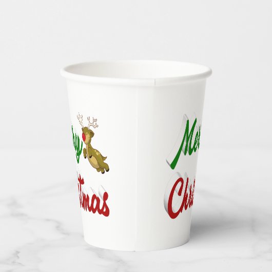 Frohe Weihnachts-Flying-Rentier-Skript Pappbecher (Rechts)