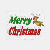 Frohe Weihnachts-Flying Rentier-Typografie Fleecedecke (Vorderseite (Horizontal))